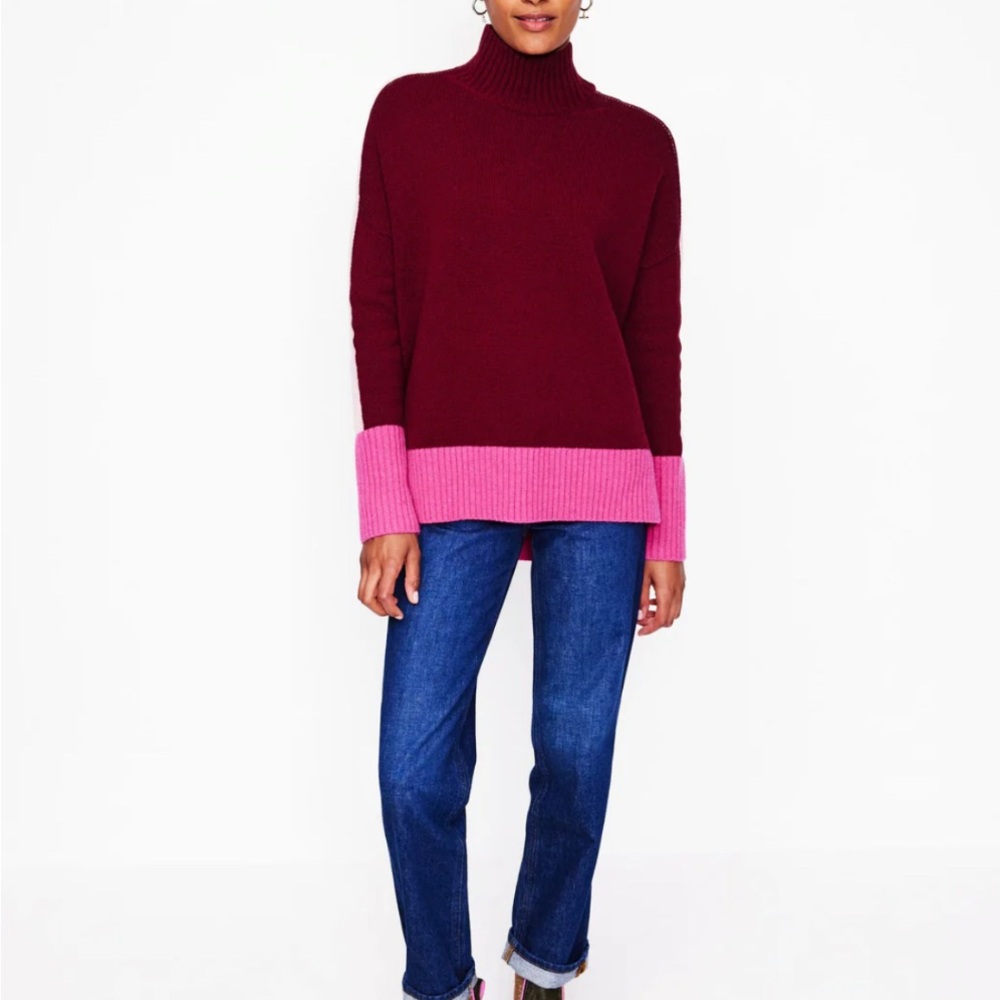 NWOT Boden Jessica Oversized Sweater Deep Wisteria, Colorblock size medium - Picture 3 of 8